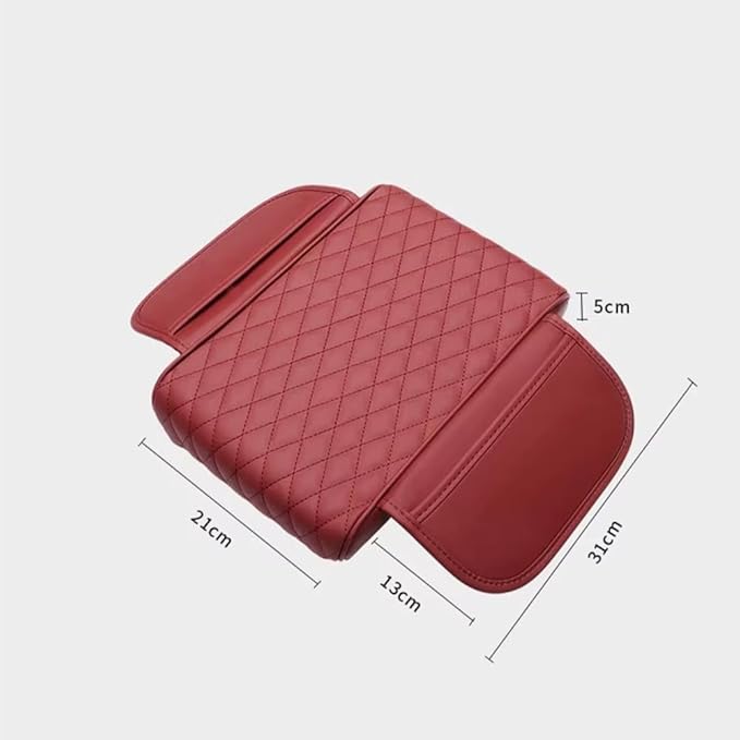 Car Armrest Pad for Ford Bronco Sport (CX430) 2021 2022 2023 2024 2025 2026 Leather Armrest Box Mat Center Console Cushion Pad Universal Armrest Seat Box Cover Protector,Red