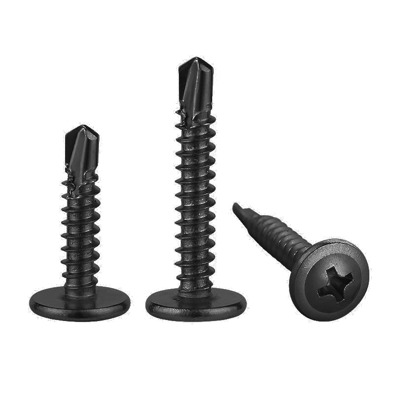 (150Pcs)#8×1-1/2” for Sheet Metal Self-Tapping Screws 410 Black Stainless Steel Truss Head High-Strength Quick Tapping