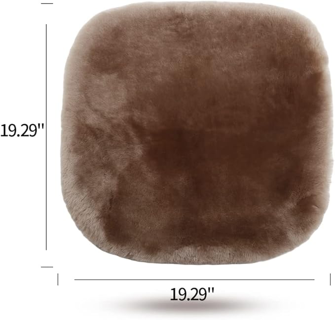 Genuine Sheepskin Auto Seat Pad, Australian Soft Wool Seat Cover Breathable and Sweat-Wicking Comfort Warm Universal Fit,19.2 inch x19.2 inch (Front seat Cushion 1pc, Light Brown)