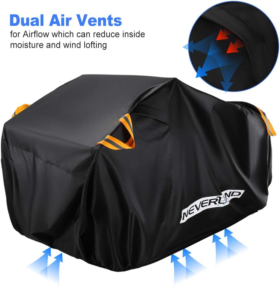 NEVERLAND ATV Cover Oxford Cloth Heavy,Compatible with Polaris Sportsman Yamaha Grizzly Honda FourTrax Kawasaki KFX Wheel Car with Air Vents Reflective Strips and Buckle Straps Length up to 78 inches