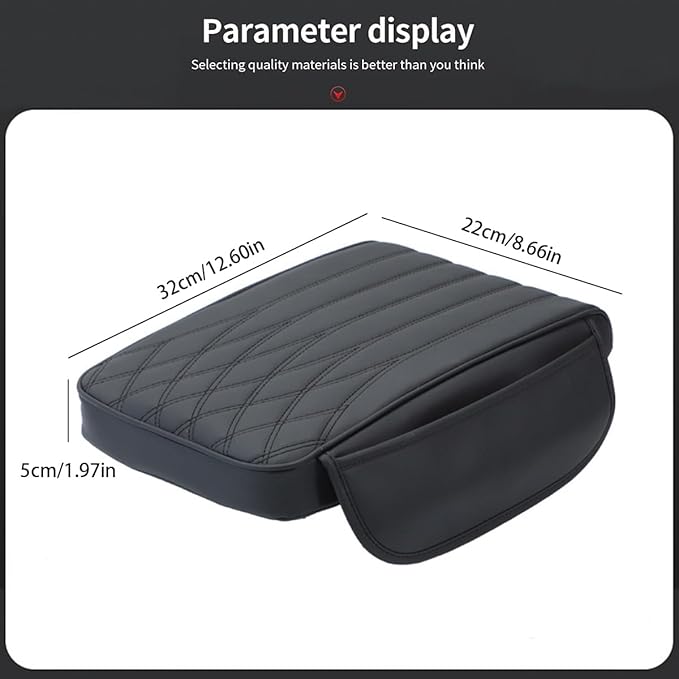 Upgrade Car Console Armrest Pad with Storage Pocket,Comfortable Memory Foam Car Armrest Cushion,Premium PU Leather Car Armrest Cover,Universal Fit for Most Vehicles,Car Accessories(Black)