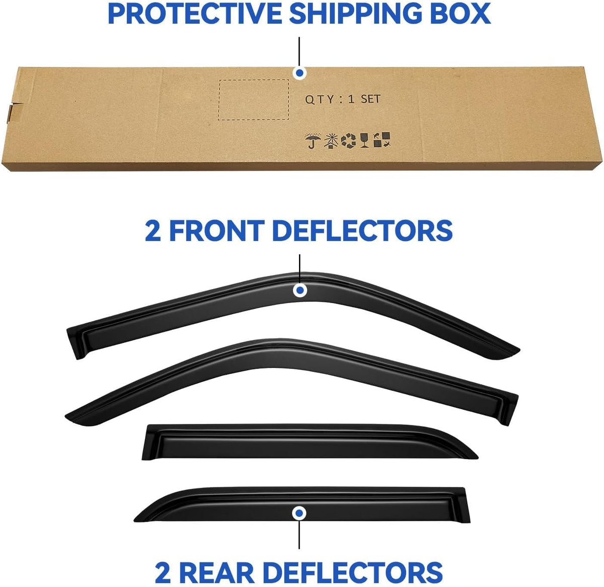 Window Visors Rain Guards for 1996-2002 Toyota 4Runner, Out-Channel Window Vent Wind Deflectors Visors Shades for 96-02 4Runner
