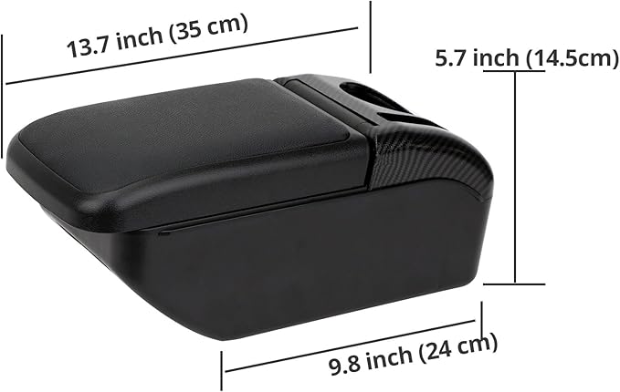 AULPHIKE Compatible with Ford Fiesta Armrest 3 2011-2018 Car Center Console Organizer Armrests Double Layer Storage with USB Ports(Black Style)