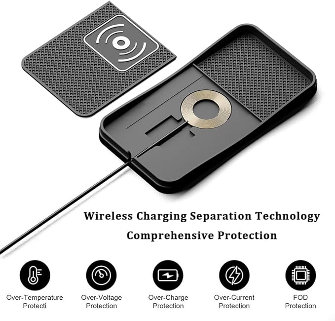Car Wireless Charger Pad for Subaru Ascent Crosstrek Forester Tribeca Solterra 2000-2026, Type-C/USB 20W Fast Wireless Car Charger Pad Non-Slip Cordless Charging Mat