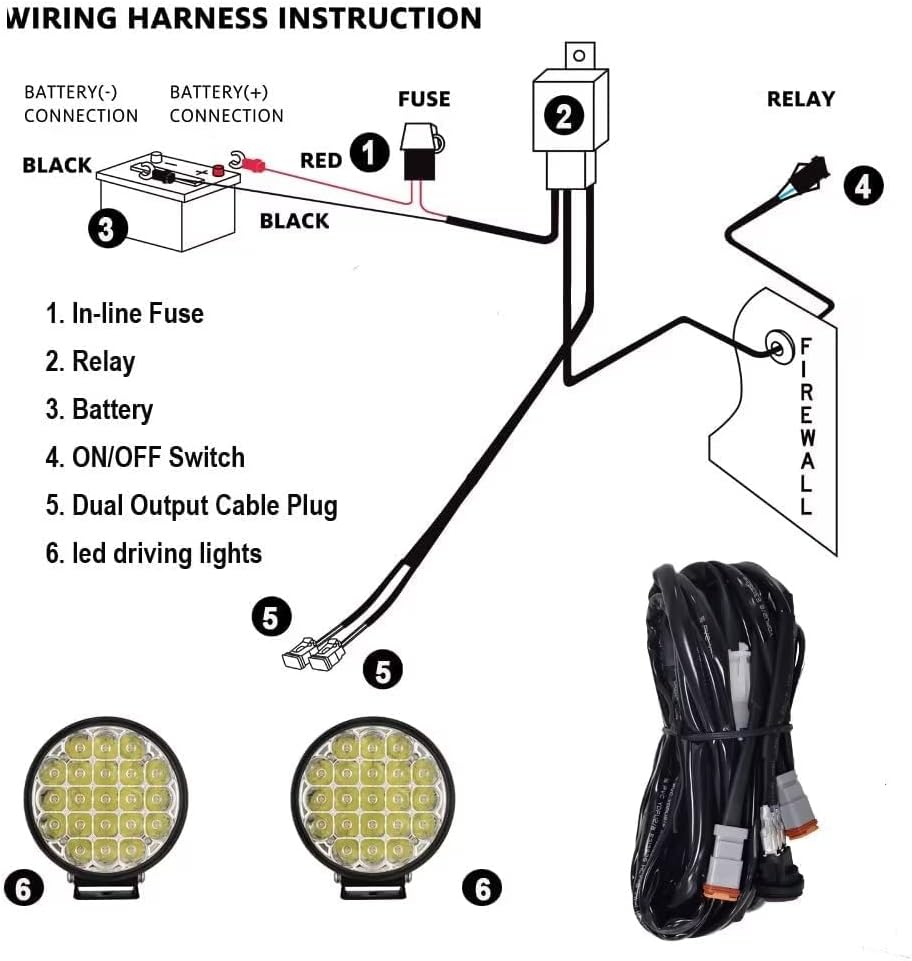 BIGLION.X 6-Inch Round LED Offroad Light 2pcs 210W 32000LM Super Bright Spot Driving Light With Wiring Harness Waterproof IP68 12V 24V for Pickup Trucks UTV SUV