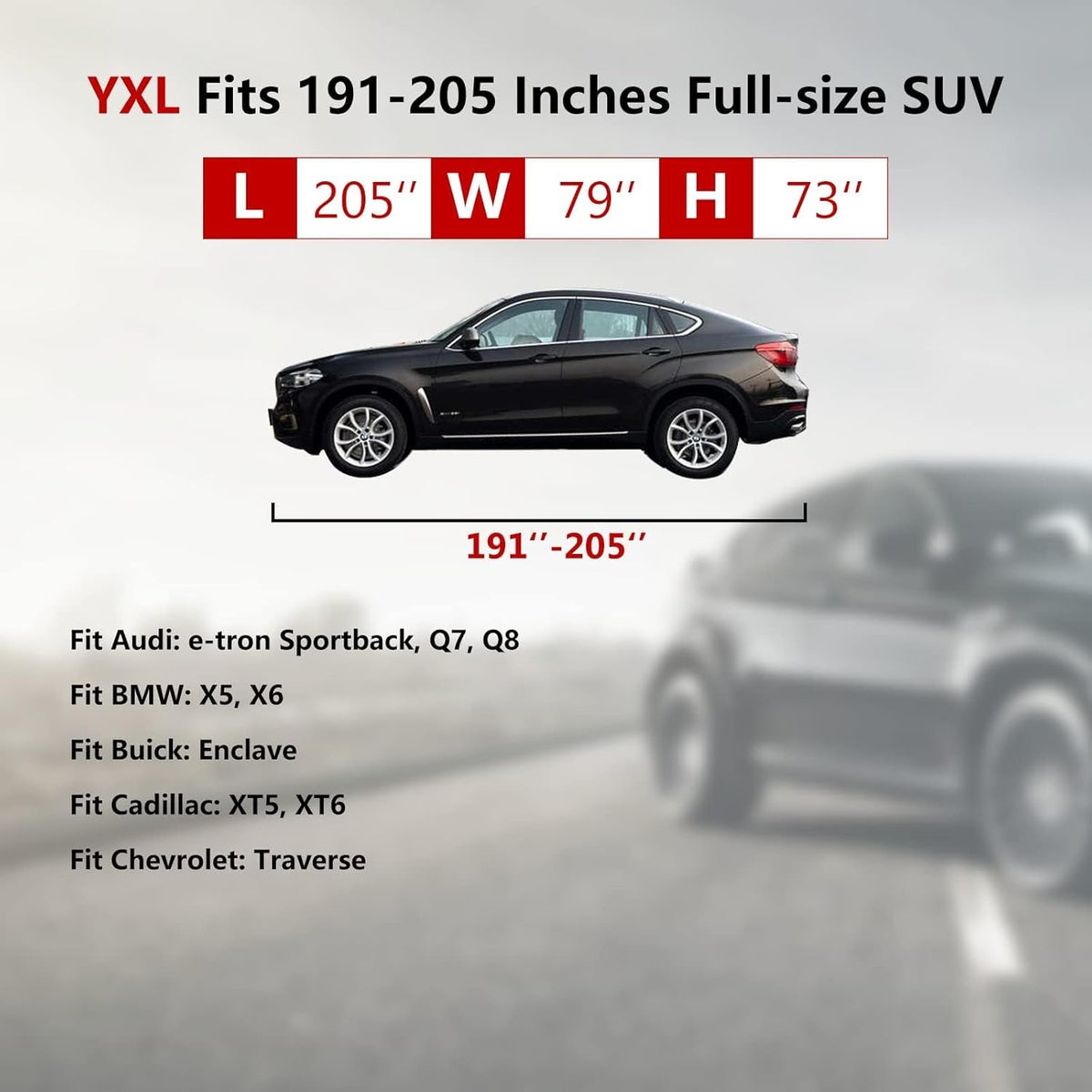 Tecoom SUV Car Cover Waterproof All Weather, Hail Protector for Automobiles w/Zipper Door, Cotton Backing UV Protection Car Covers Outdoor Indoor, Snowproof Universal Car Tarp Fit for 191"-205" SUV