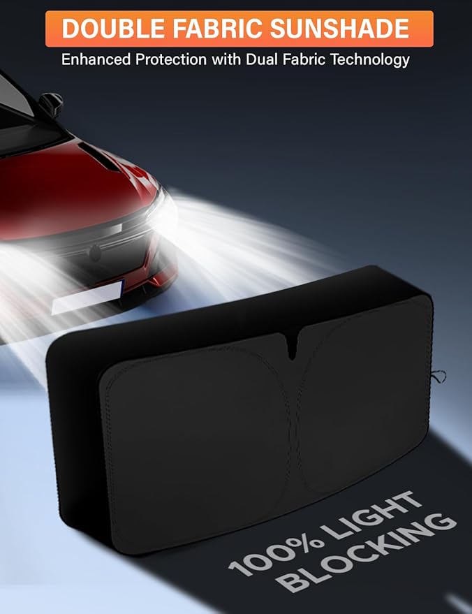 EcoNour Windshield Sunshade Compatible for Jeep Wrangler 1997-2015 2016 2017, Sun Visor for Front Windshield & Window Sun Shade Cover, UV Heat Blocker & Protector, Car Accessories