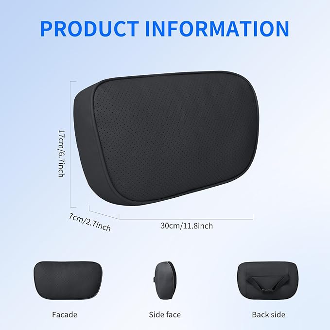 CarCarte Car Headrest Pillow, 2 Pack Car Neck Pillows for Neck Support, Super Soft Ergonomic Du-Pont Bio Cotton Head Rest Pillow for Driving Travel Pillow with Adjustable Strap (Black, Shaped Style)