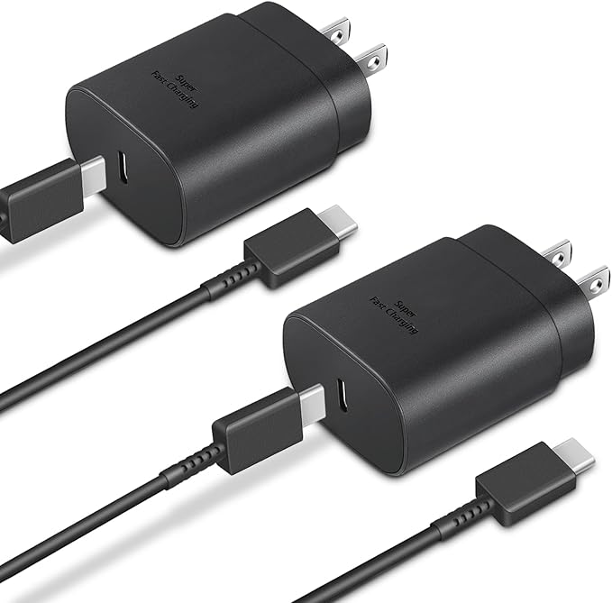 GUUSMART Type C Charger 2-Pack 25W Type C Fast Charging Block with 6ft USB C Charger Cable Compatible with Galaxy S26 S25 S24 S23 S22 S21/Phone 17/16/16 Pro Max/15/15 Pro Max/15 Plus-Black