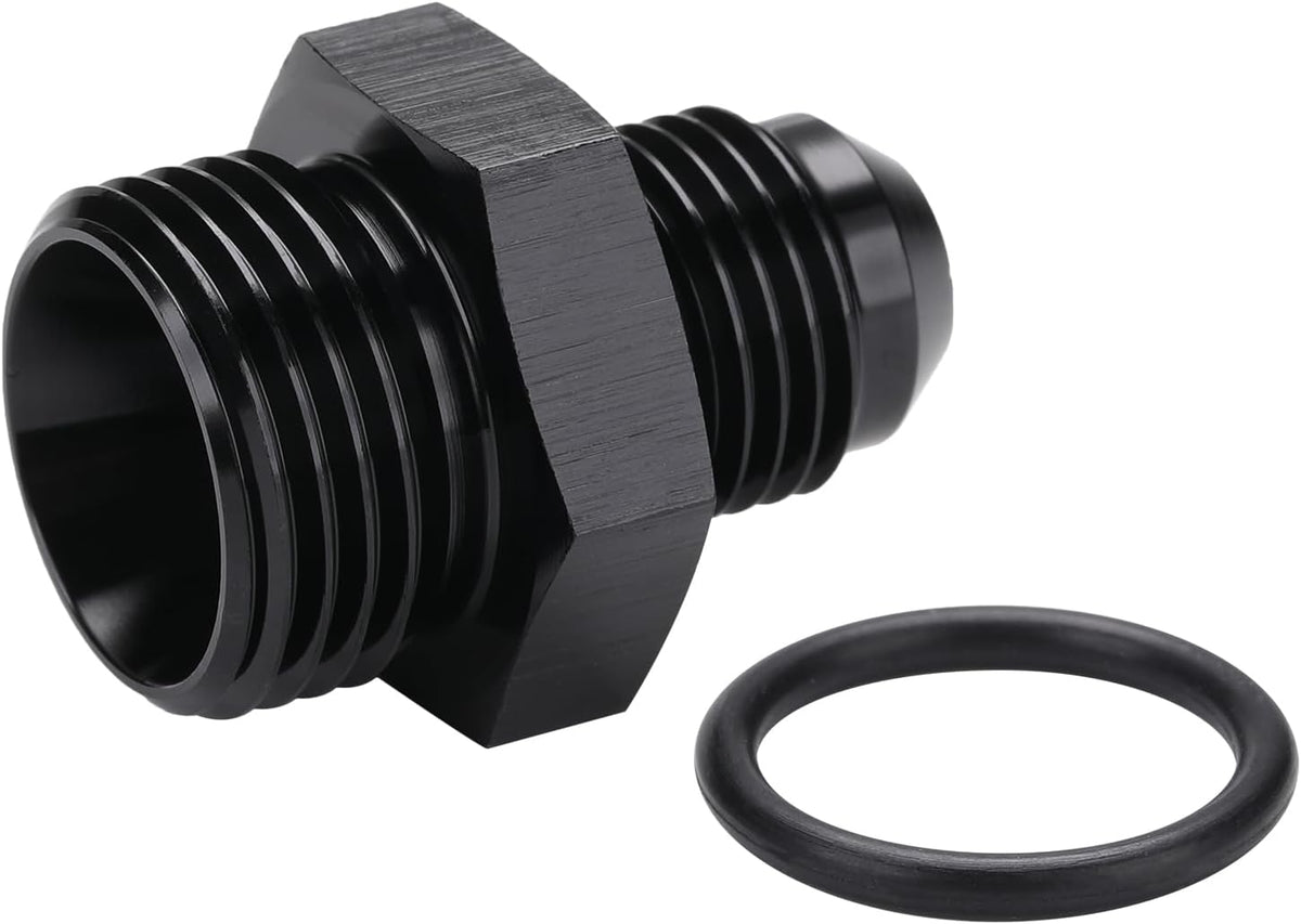 6AN Male Flare to 8AN ORB O-ring Boss Fuel Pump Rail Adapter Fitting Aluminum Black
