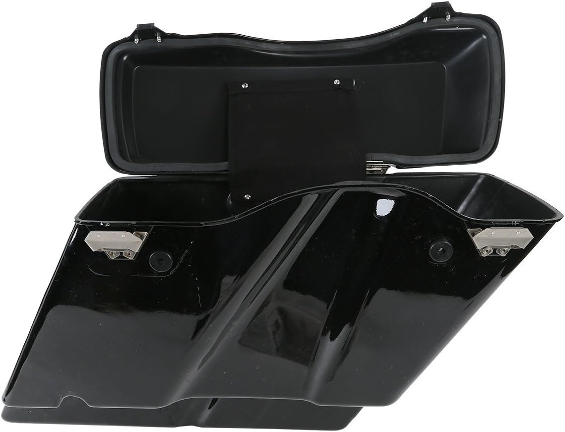 XFMT 5" Vivid Black Stretched Extended Hard Saddlebags Compatible with Harley FLH FLT