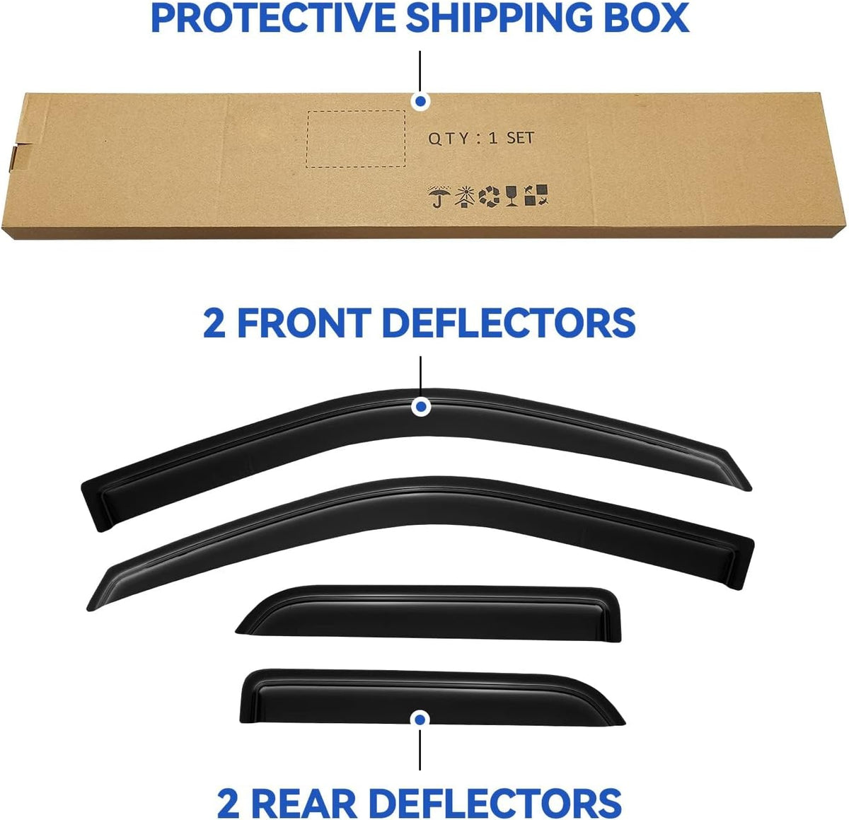 Window Visors Rain Guards for 2009-2018 Dodge Ram 1500 Quad Cab, Out-Channel Window Vent Wind Deflectors Visors Shades for 2019-2023 Ram 1500 Extended Cab Classic Model