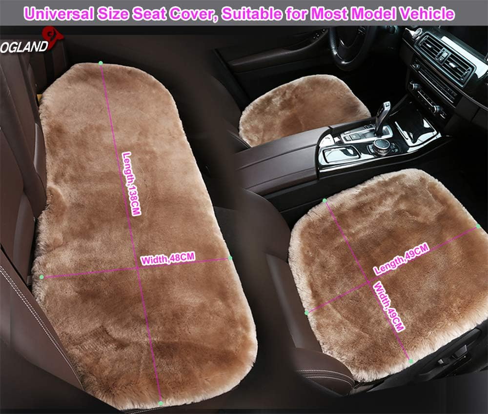 Fluffy Genuine Australia Sheepskin Car Seat Cover for Auto Interior Accessories with Soft Fuzzy Wool Eco-Friendly Natural Fur Non-Slip (Golden Yellow, Back)