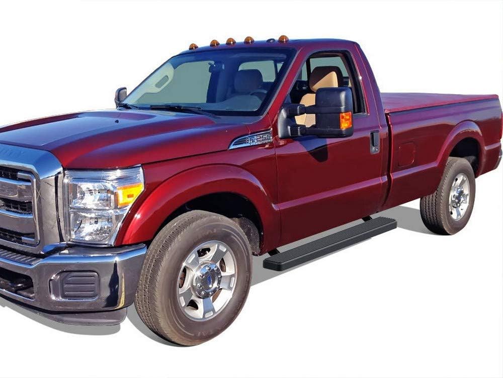 APS Running Boards (Nerf Bars Side Steps Step Bars) Compatible with Ford F250 F350 Super Duty 1999-2016 Regular Cab (Stainless Steel Black Powder Coated 5 inches)