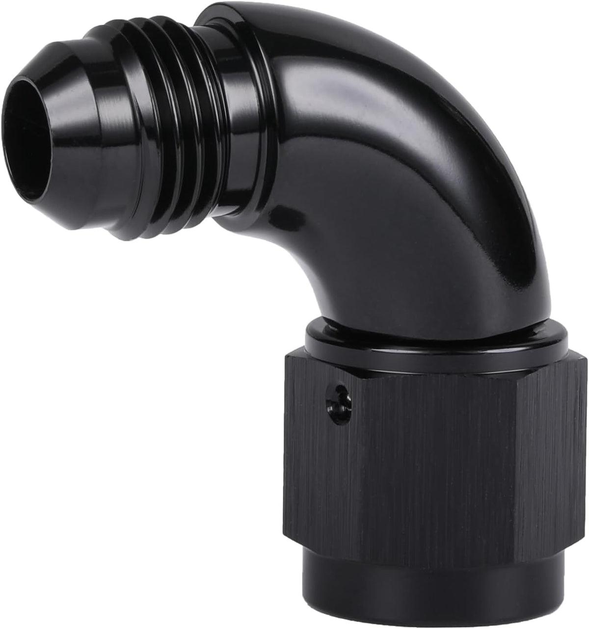 90 Degree 6AN Male to 6AN Female Swivel Full Flow Fitting Adapter Coupler Aluminum Black