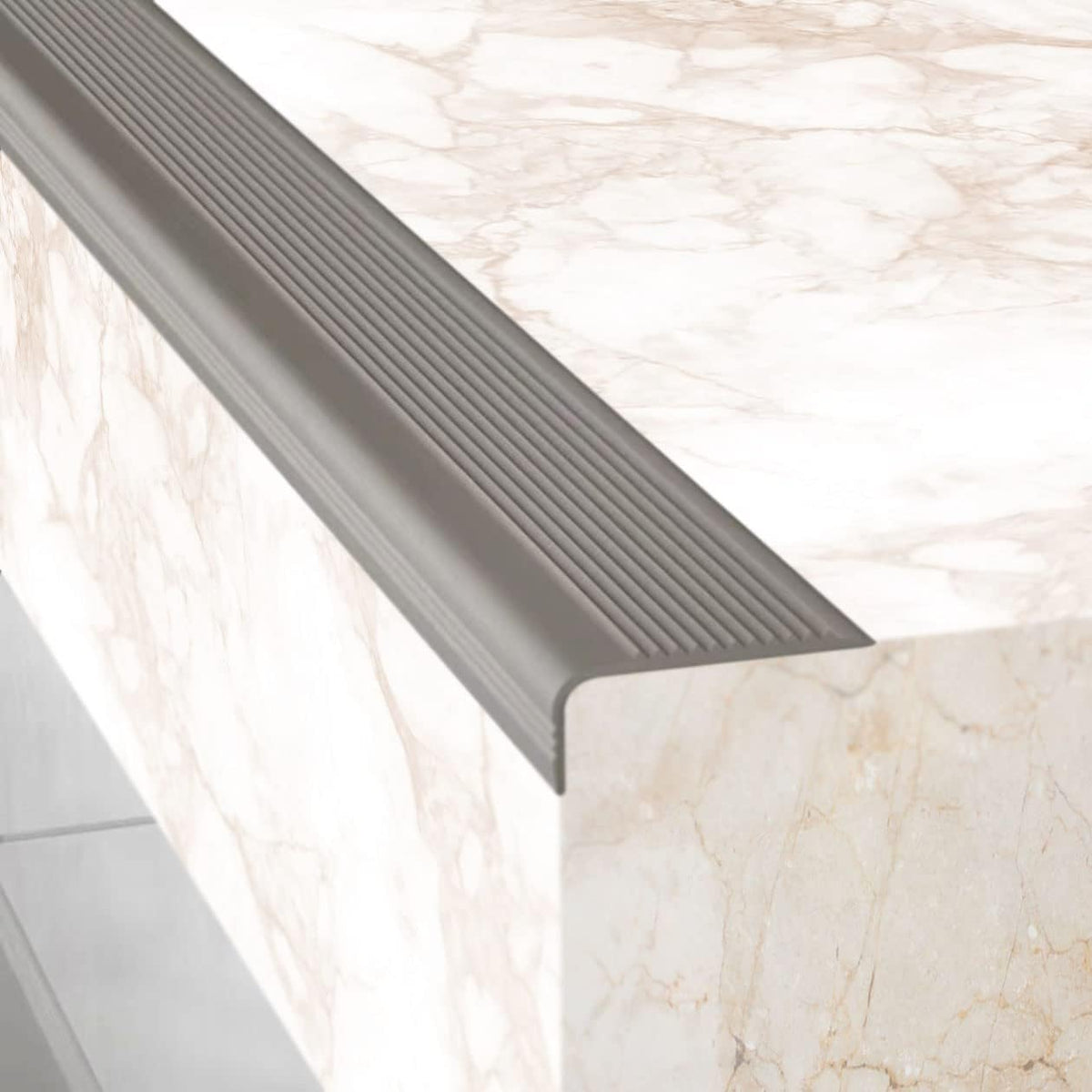 Rubber Bond Stair Edge Protector (Pack of 5) 36x2x1 inch Anti-Slip Stair Corner Trim Rubber Strips - Waterproof Self-Adhesive Staircases for Outdoor & Indoor Uses | Protect Kids & Pets - Grey