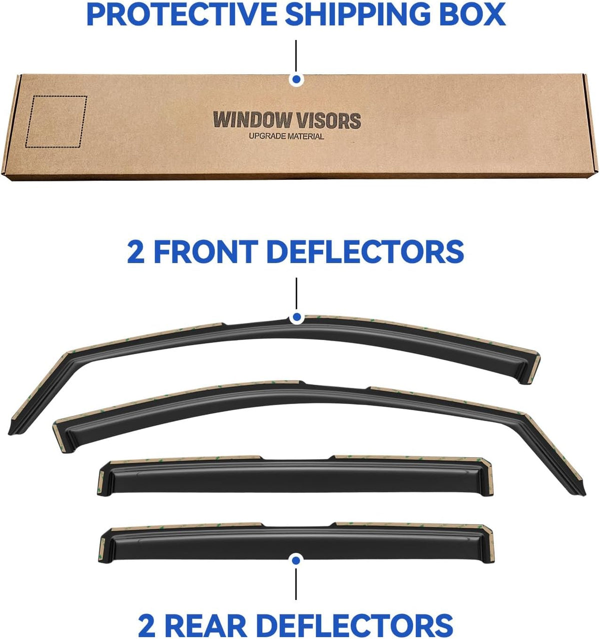 in-Channel Window Visors Rain Guards for 2019-2023 Ford Ranger SuperCrew, Window Vent Wind Deflectors Visors Shades for 19-23 Ranger Crew Cab