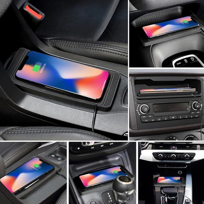 Wireless Charging Pad for Car for Ford F250 350 450 Edge SMax, 15W Fast Wireless Charger Mat Non-Slip Silicone Car Center Console Phone Charging Pad,A/15W-Type-c