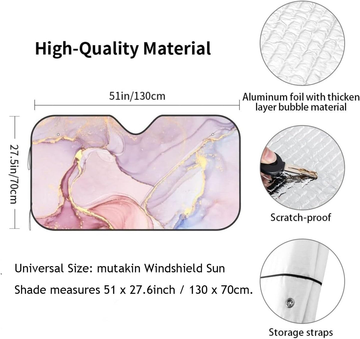 Marble Car Windshield Sunshade Front Window Sun Visor Protector Foldable Shield Cover for Truck SUV