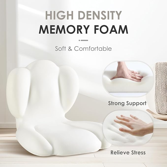 FLORICH Memory Foam Truck Seat Cushion,Car Seat Cushion and Lumbar Support Pillow for Office Chair, Ergonomic Back Support & Sciatica Relief for Long Drives(Beige Grey)