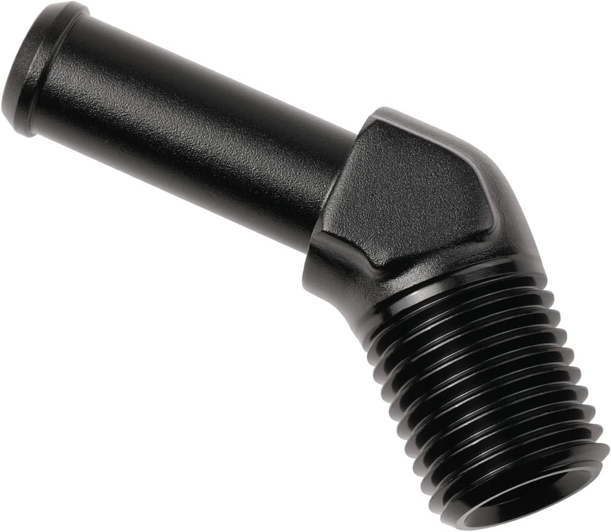 1/4 NPT Male to 3/8" Hose Barb Fitting Adapter 45 Degree Elbow Aluminum Black