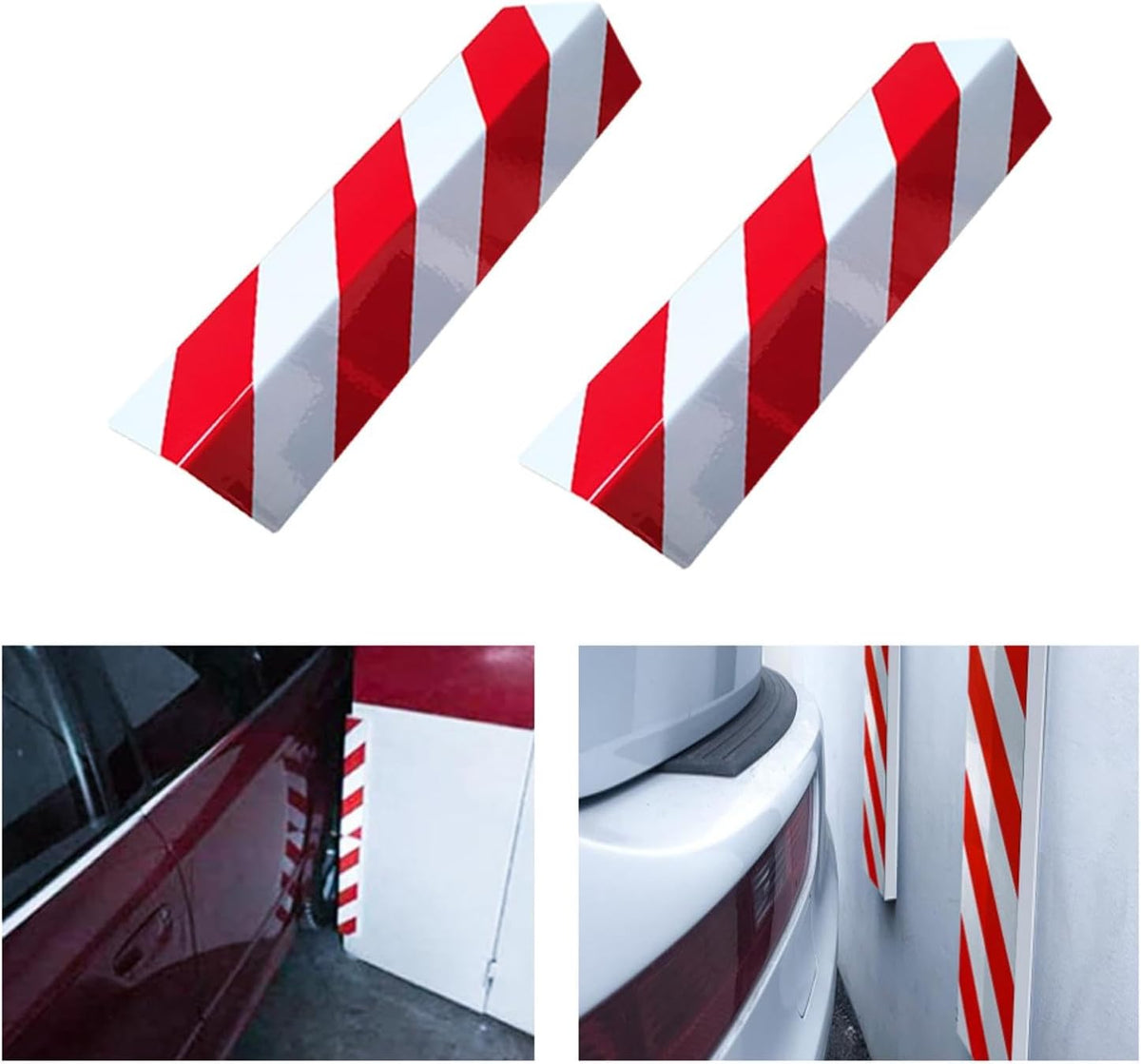 2 Packs 40 * 15 * 1.5cm Garage Wall Protector Foam Wall Corner Guard for Parking Garages Wall Edge Protector with Reflective Safety Stripe, Self-Adhesive (Black-Yellow)