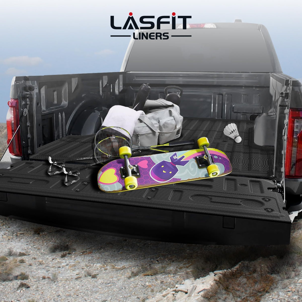 LASFIT Tailgate Mat for Ford F-150 2021-2025(Without Work Surface or Pro Access Tailgate) Truck Tailgate Liner All Weather Protector TPE Tailgate Cover, 1pc Black