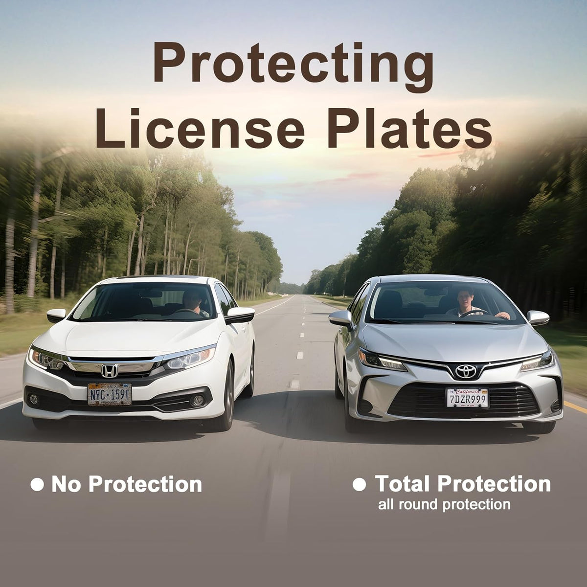 Transparent License Plate Cover and Frames, 2Pack Grey Clear Front and Rear License Plate Holder with Screws & Caps, Unbreakable Car Licence Plate Frame, Universal Fit for Most US Plates