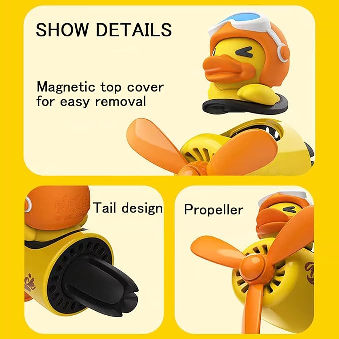 2 Pieces Car Air Fresheners, Cute Bear Pilot Car Diffuser, Propeller Air Outlet Vent Fresheners, Suitable for Automotive Interior Decoration (Bear+Duck)
