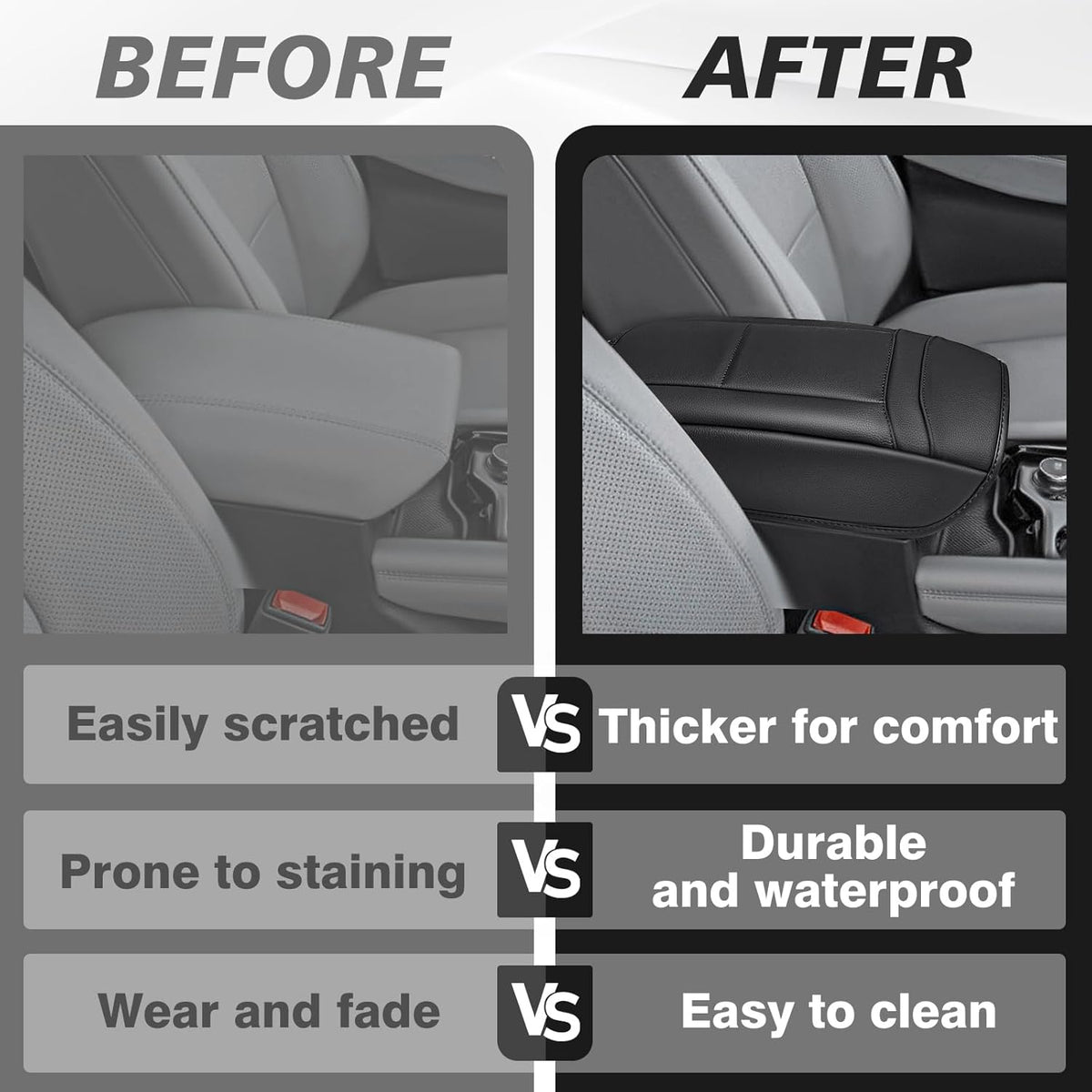 Muslogy Center Console Armrest Cover Compatible with Ford Explorer 2020-2024 2025 Comfort Armrest Pad Arm Rest Cushion Vegan Leather Protector Regular Thick