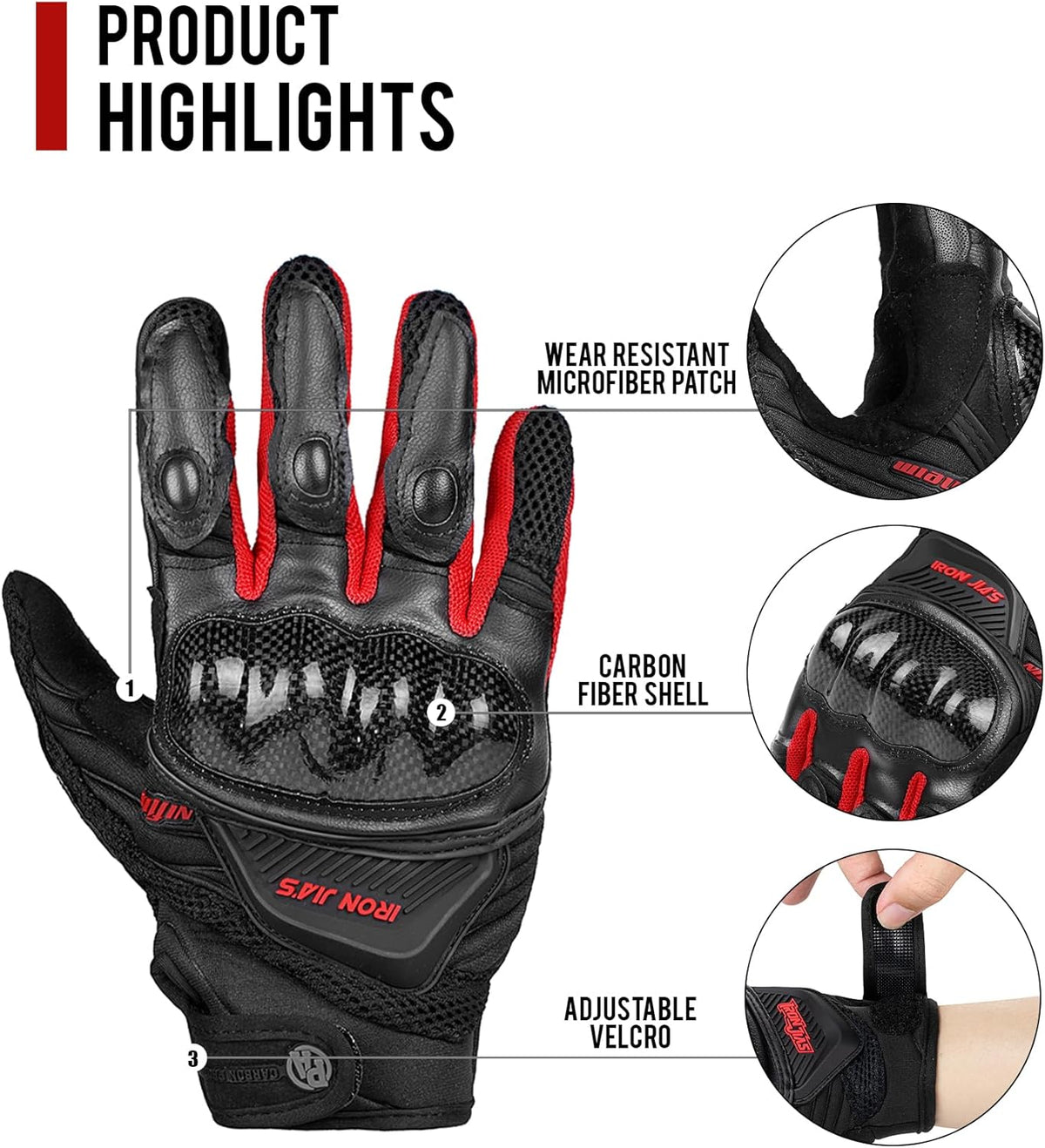 Motorcycle Gloves Touch Screen for Men Women Padding Hard Knuckle Cycling Motorbike ATV Hiking Riding Climbing Glove