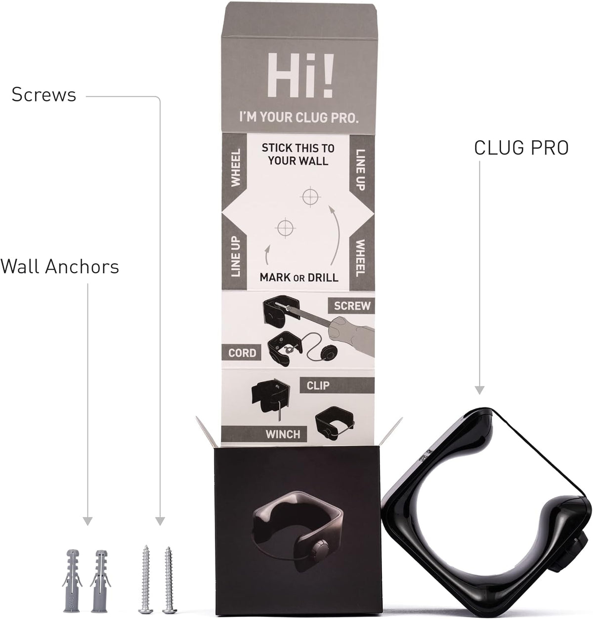 Hornit CLUG PRO | Wall Mounted Bike Rack | Secured by FIDLOCK | 5 Sizes | Easy to Install