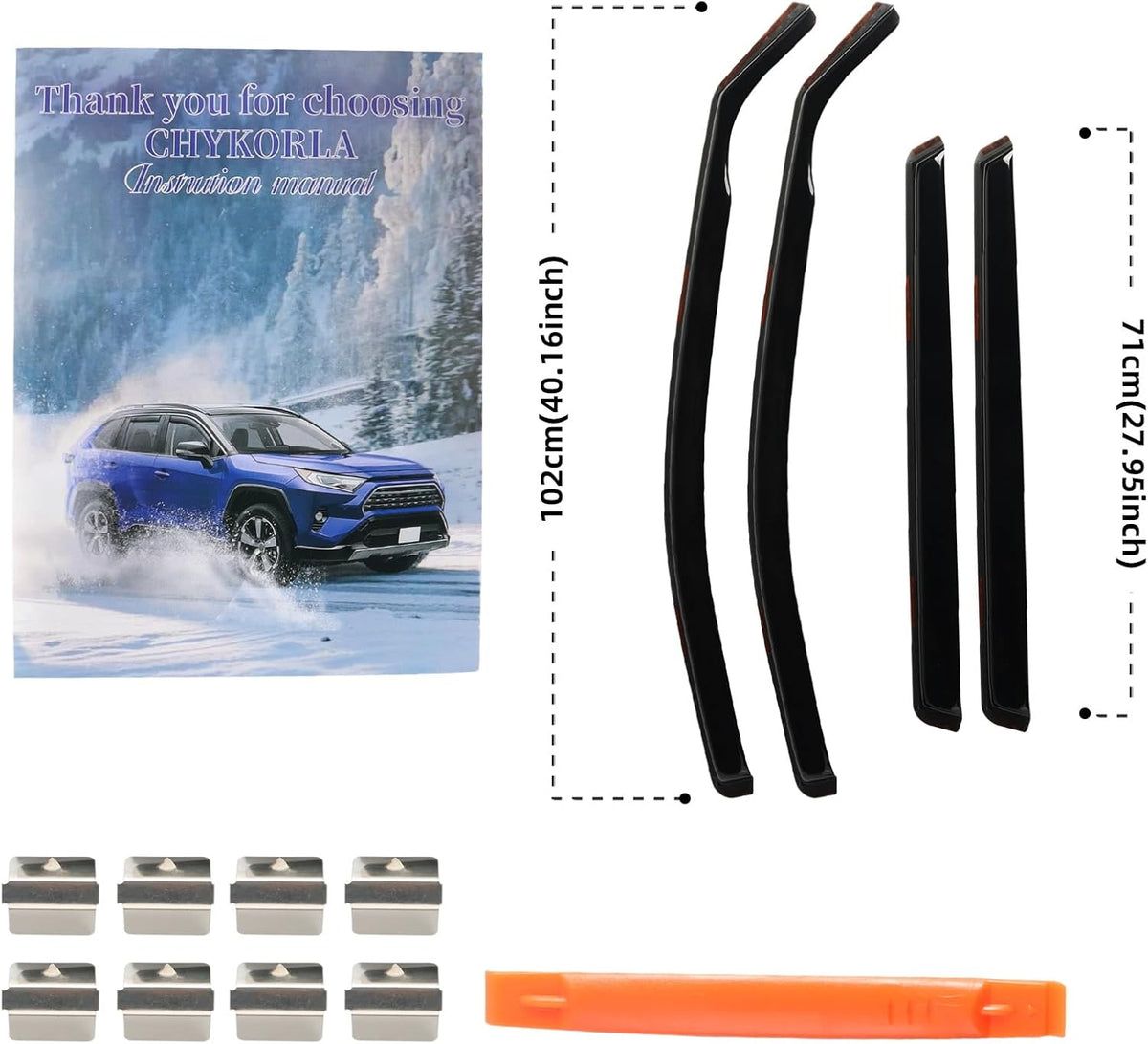 4PCS in Channel Rain Guards for 2014-2020 Nissan Rogue S SV SL, Durable Window Visors Wind Deflectors, Vent Shades Shield, 2014 2015 2016 2017 2018 2019 2020