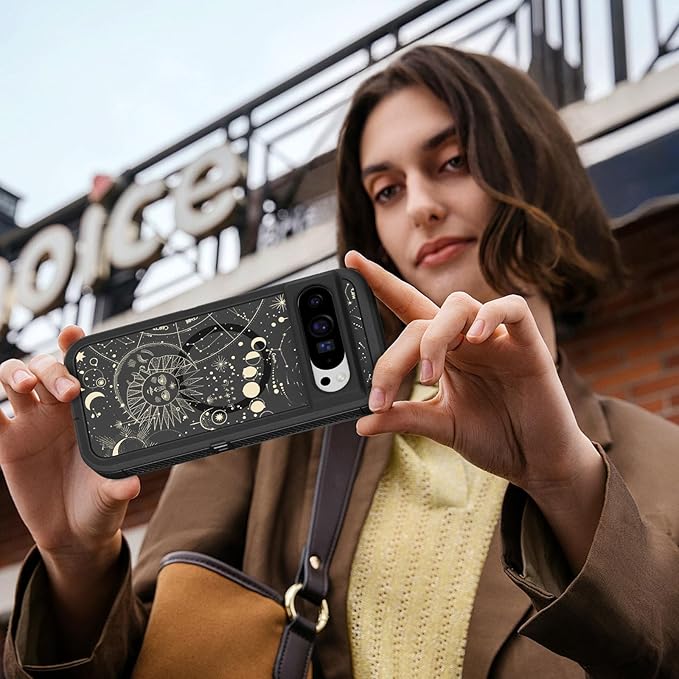 for Google Pixel 9 Case/Pixel 9 Pro Case - Compatible with MagSafe Women Girls Cute Magnetic Protective Cover Girly Sun Moon Unique Design Heavy Duty Shockproof for Pixel 9/9 Pro Phone Case