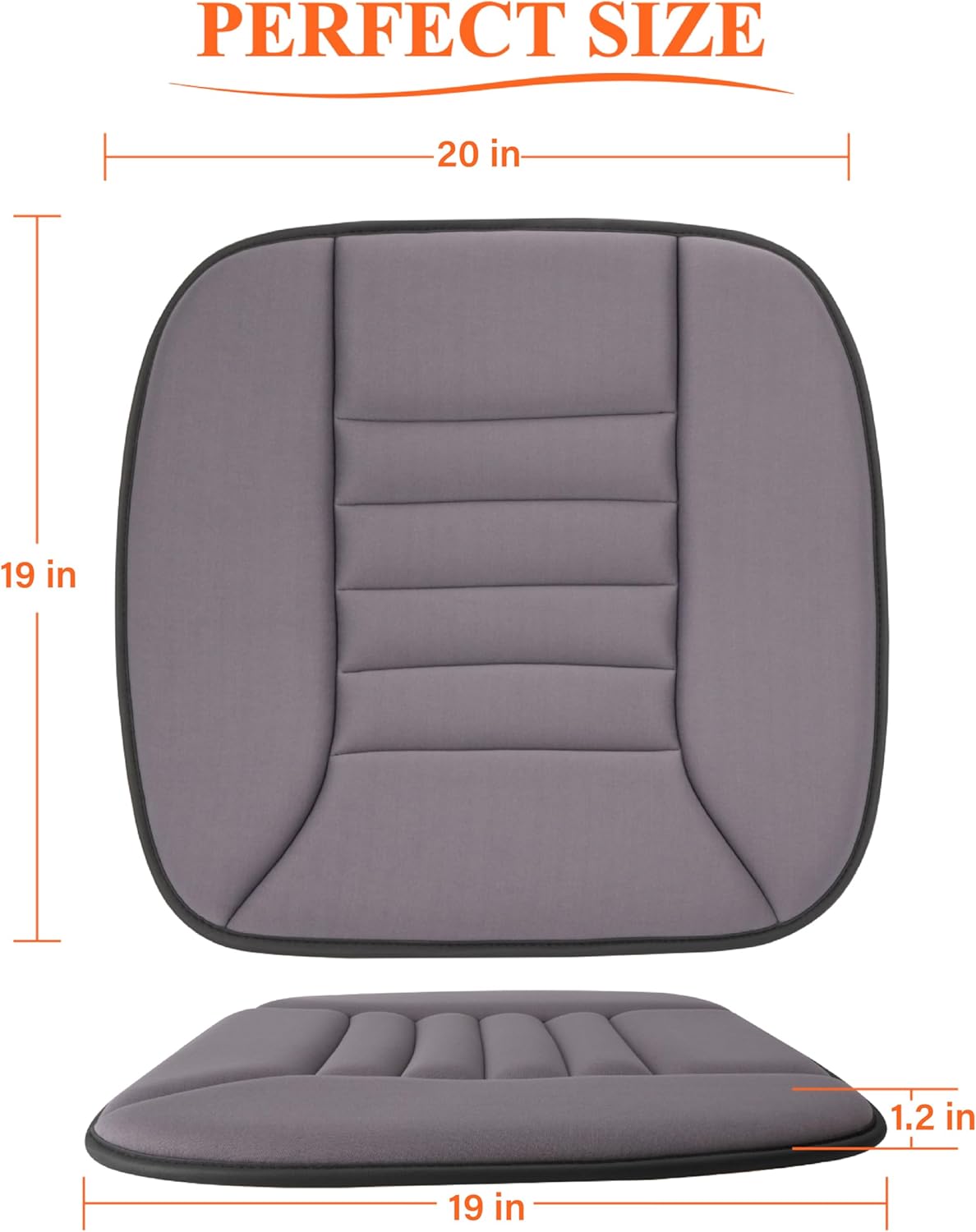 kingphenix Car Seat Cushion with 1.2inch Comfort Memory Foam, Seat Cushion for Car and Office Chair (Dark Grey)