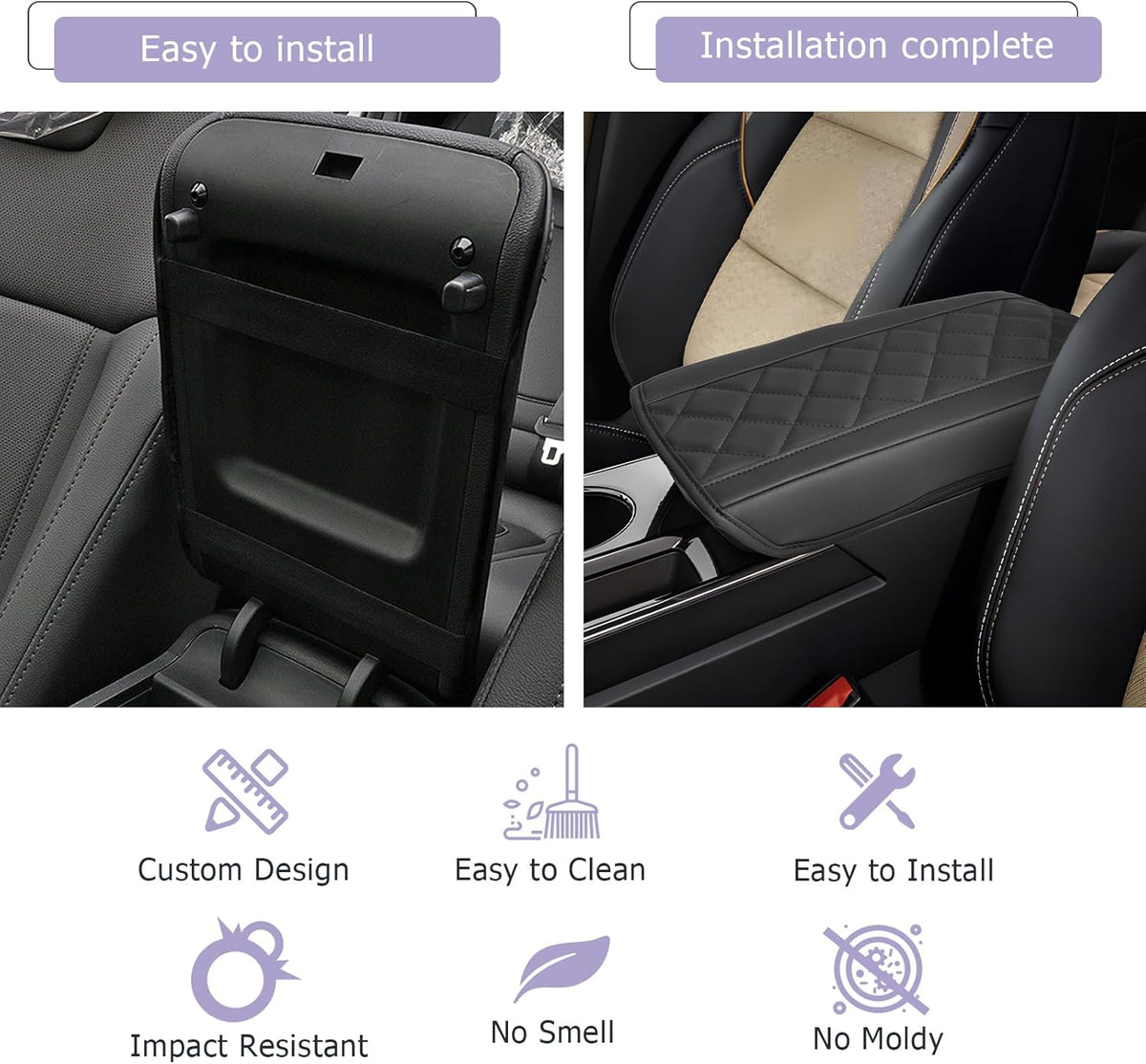 LUWU Center Console Cover Compatible with 2025 Chevrolet Equinox Accessories 2025 Equinox Armrest Cover Center Console Pad 2025 Equinox LT, ACTIV, RS Armrest Console Cover Soft Leather (Black A)