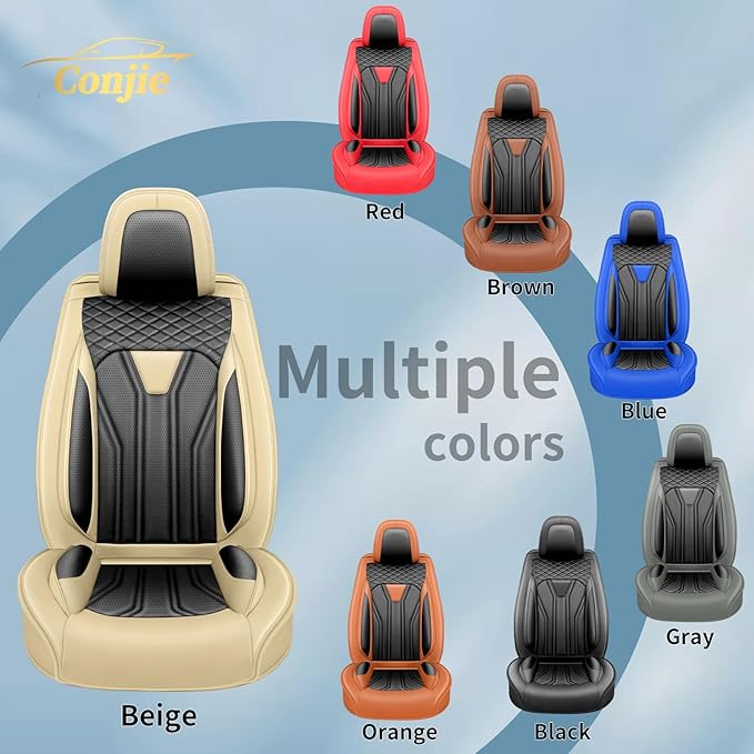 Fit Sonata Car Seat Covers Premium Leather for Hyundai Sonata 2007-2025 2026. Waterproof, Breathable, Scratch-Resistant & All-Weather Seat Cushion Protector(Front Seat,Beige&Black