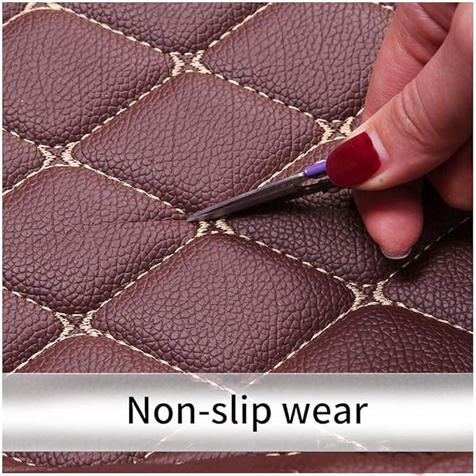 Custom Fit Car Floor Mats - Full Coverage Automotive Leather Floor Liners for Most Vehicles by MingyunSM (Purple & Beige)