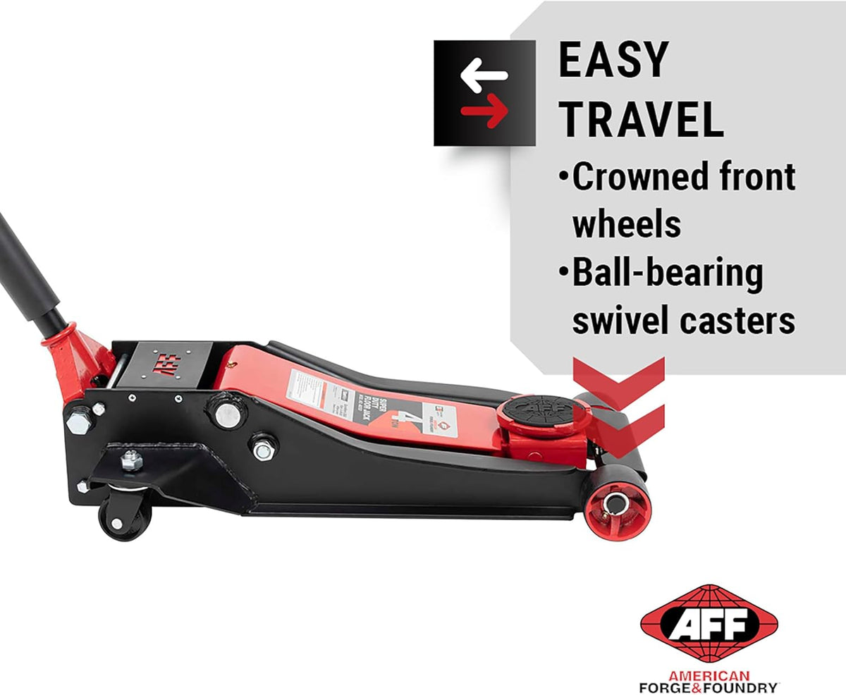 AFF 4 Ton Floor Jack - Low Profile Car Jack with Lightning Lift Hydraulic - Super Duty