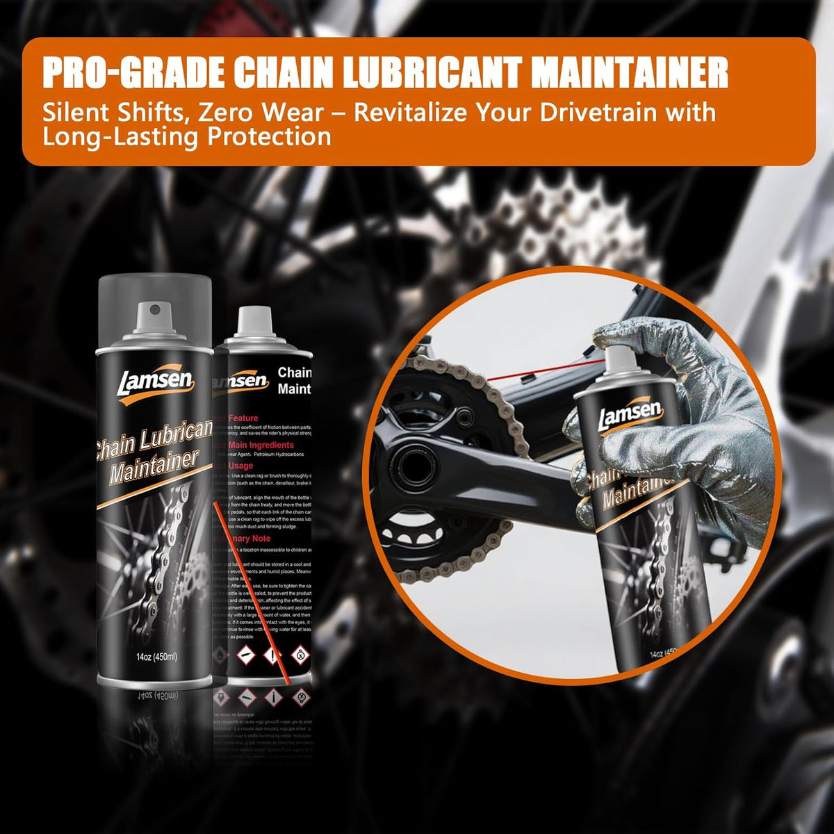 Chain Cleaner Kit, Professional Bike Chain Cleaner Set, Motorcycle Cleaning Kit with Chain Cleaner 17oz & Chain Lube 14oz Including Brushes and Gloves for Cleaning and Maintain All Bicycles (1 pack)
