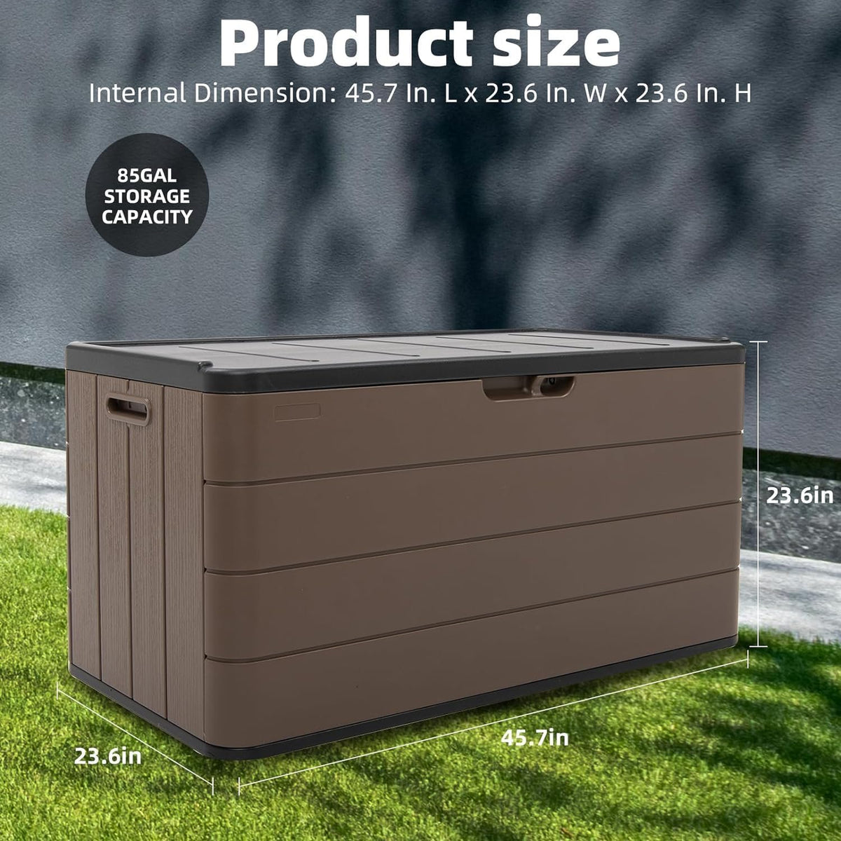 Premium Pro Edition 100 Gallon Lockable Resin Deck Box, Waterproof & UV-Resistant Outdoor Storage Box for Outdoor Cushion Storage, Garden Tools & Pool Accessories Storage, Brown
