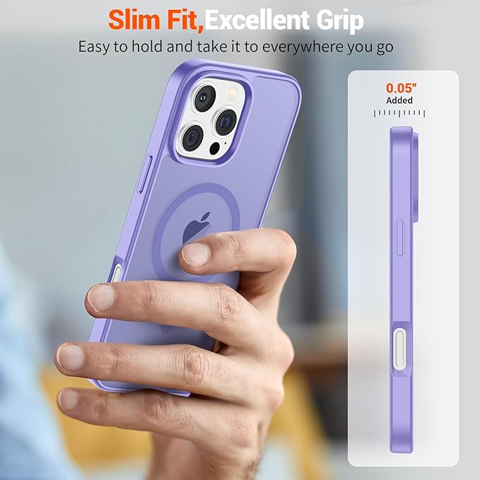 SUPFINE Magnetic for iPhone 16 Pro Max Case (Compatible with MagSafe) (Military Grade Drop Protection) Slim Translucent Matte Shockproof with Anti-Fingerprint Phone Case,Purple