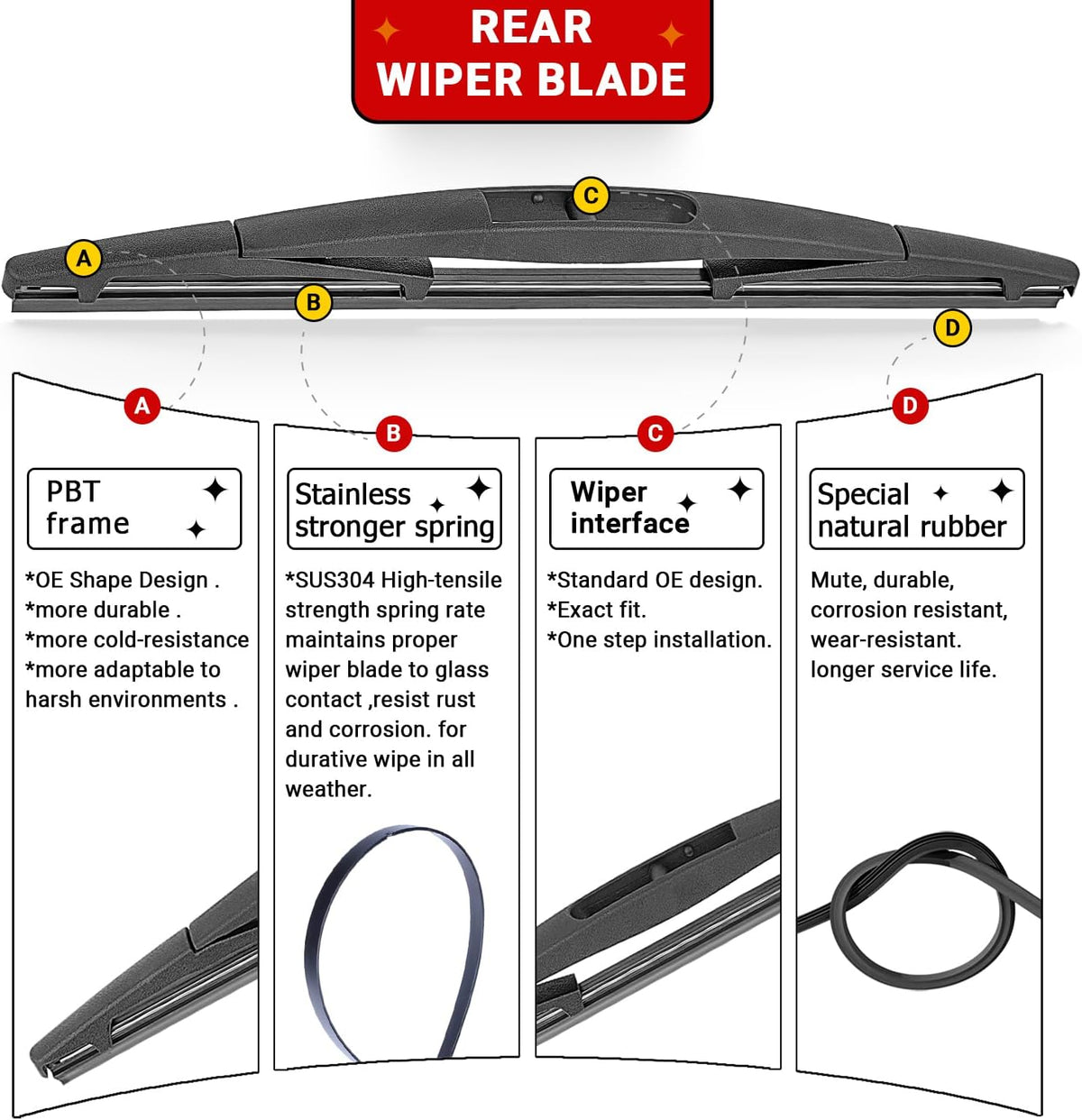 Windshield Wiper Blades Replacement for 2005-2015 Nissan Xterra / 2005-2012 Nissan Pathfinder Original Factory Quality Front Rear Wipers Blade Set for My Car - 24" 18" 12" (Pack of 3)