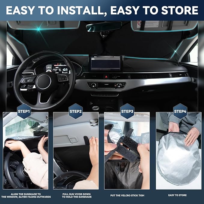 for Porsche Cayenne 2019-2024 2025 Windshield Sun Shade - 4 Layers Car Sunshades for Front Windows Shade Cover Custom Fit Cayenne Sun Visor 250T Retractable Shade Blocks UV Rays Car Accessories