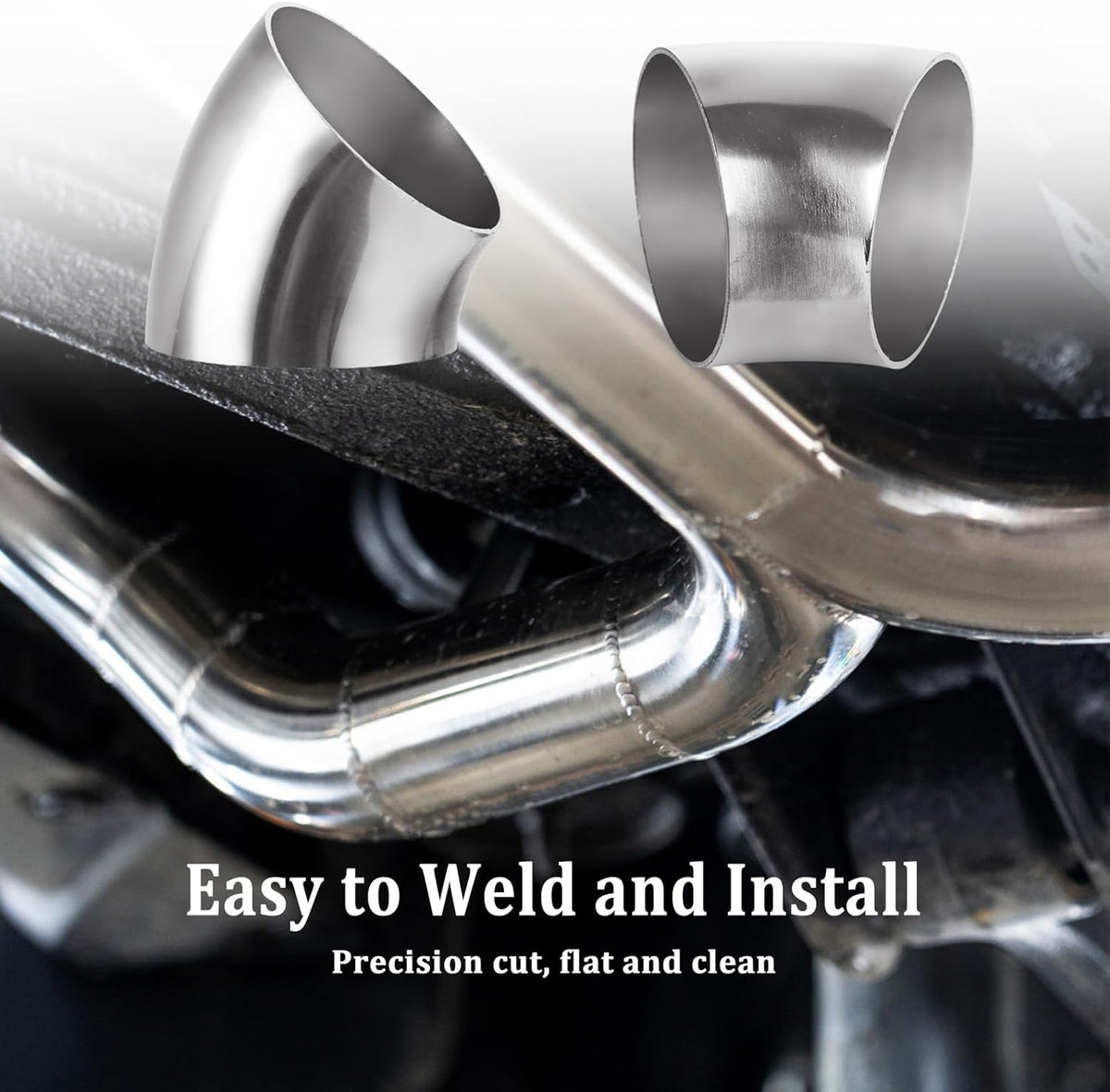 Acrux7 4 Pack 2.5 Inch 45 Degree Exhaust Elbow Pipe, 304 Stainless Steel Mandrel Bend Elbow Thickness 1.5 mm for Car Modified Exhaust, Stair Handrail, Exhaust System