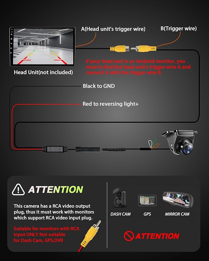 【Upgrade 180°Wide Angle】 Backup Camera AHD 1080P Back up Camera for Cars Super Night Vision 360° Rotatable Front/Side/Rear View Camera IP69K Waterproof Reverse Camera No-drillling Install