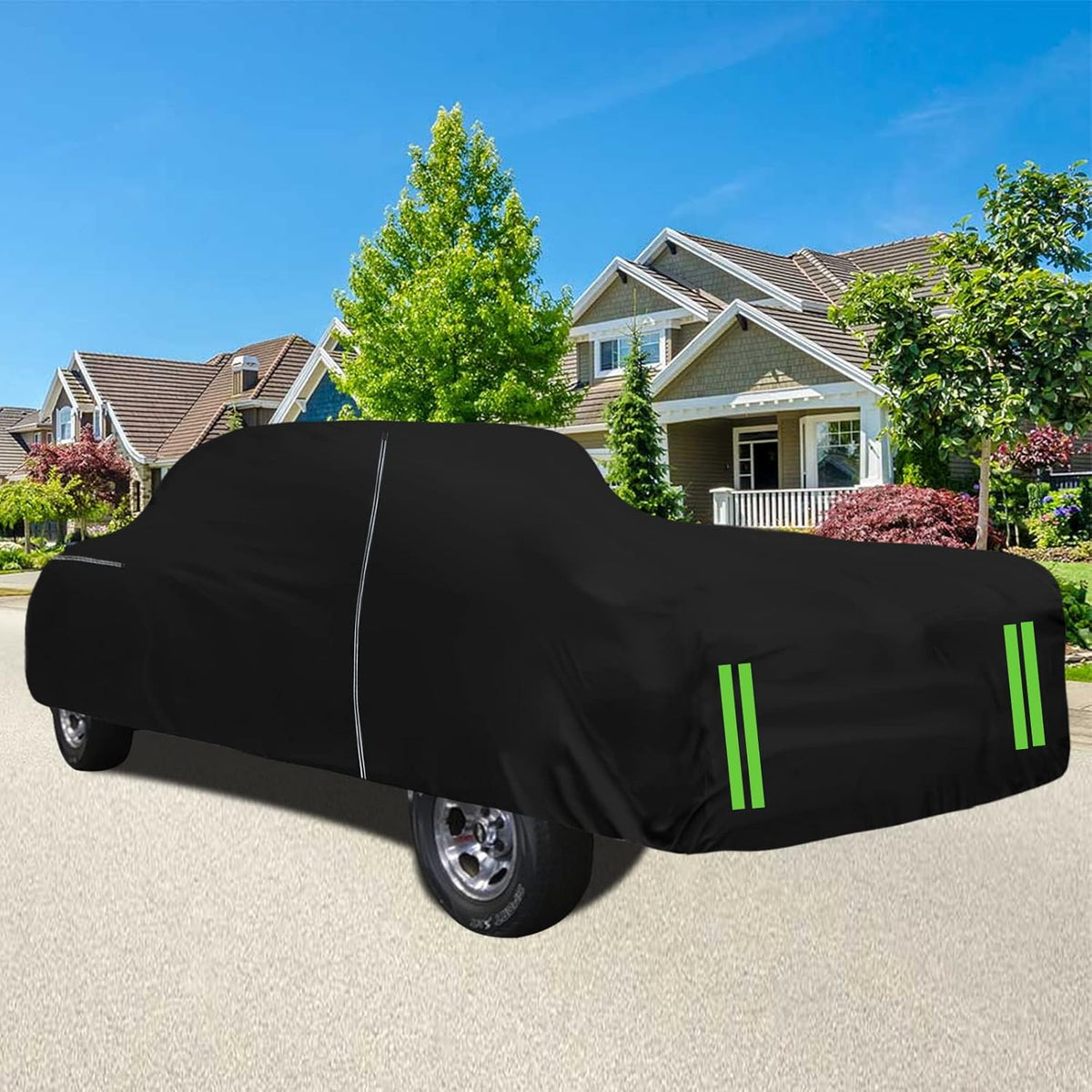 Waterproof Car Cover Compatible with Chevrolet C/K 1500/2500/3500 1988-1999, 2 Door Extended Cab Long Bed, 300D All Weather Car Covers with Zipper Door for Snow Rain Protection