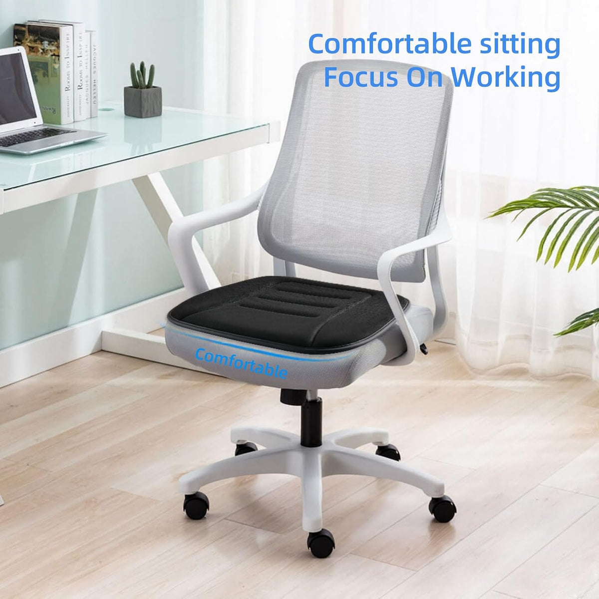 KAYI Car Seat Cushion, Memory Foam Car Seat Cushion, Anti Slip Rubber Bottom Car Seat Cushions for Driving, Suitable for Car and Office Chairs (2 Pack, Black)