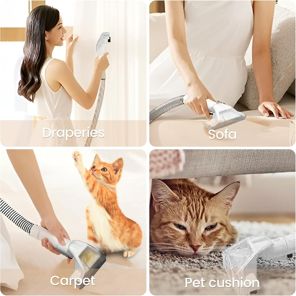 Portable Carpet Cleaner Machine with Dual Size Brushhead, Multi-Purpose and Upholstery Cleaner, Handheld and Small Deep Carpet Cleaning Machine, Spot Cleaner for Couch, Rugs, Car Seats and Pet Stains