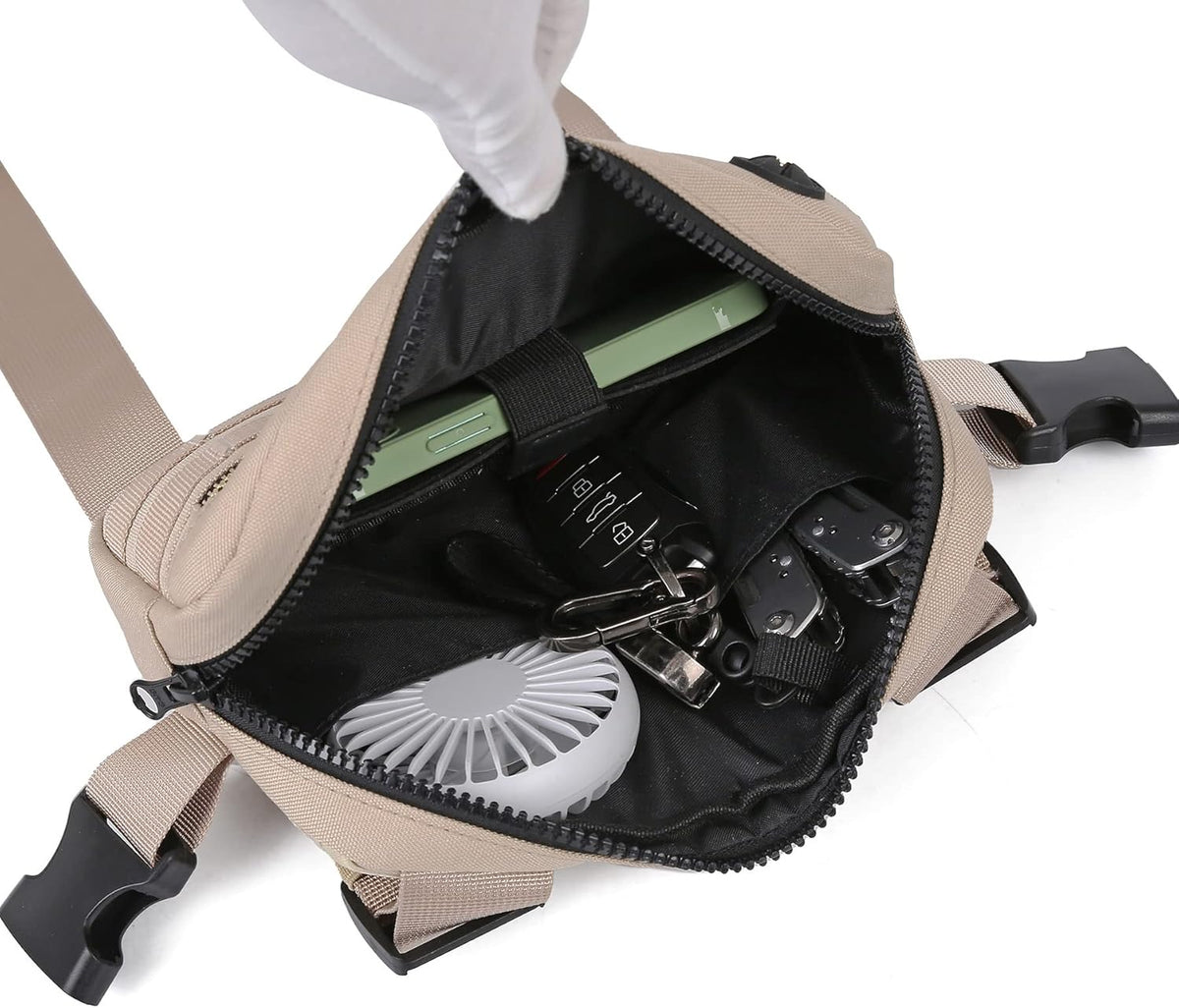 Outdoor Chest Bag For Men, EDC Chest Pack With Built-In Phone Holder, Lightweight Chest Rig Pouch